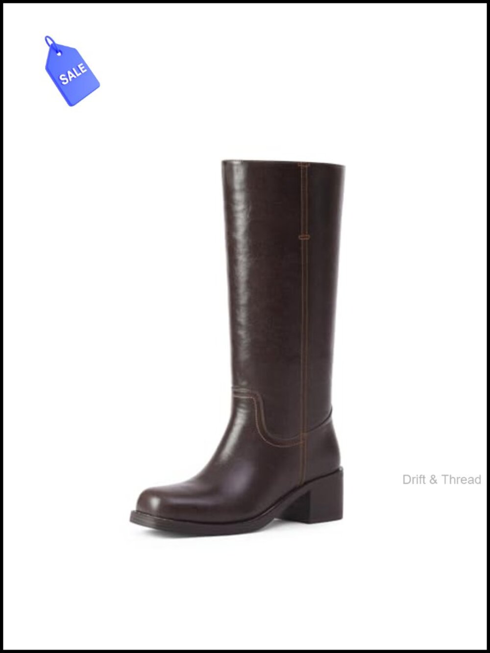Mid Calf Boots Women Chunky Block Low Heel Square Toe Faux Leather Comfortable